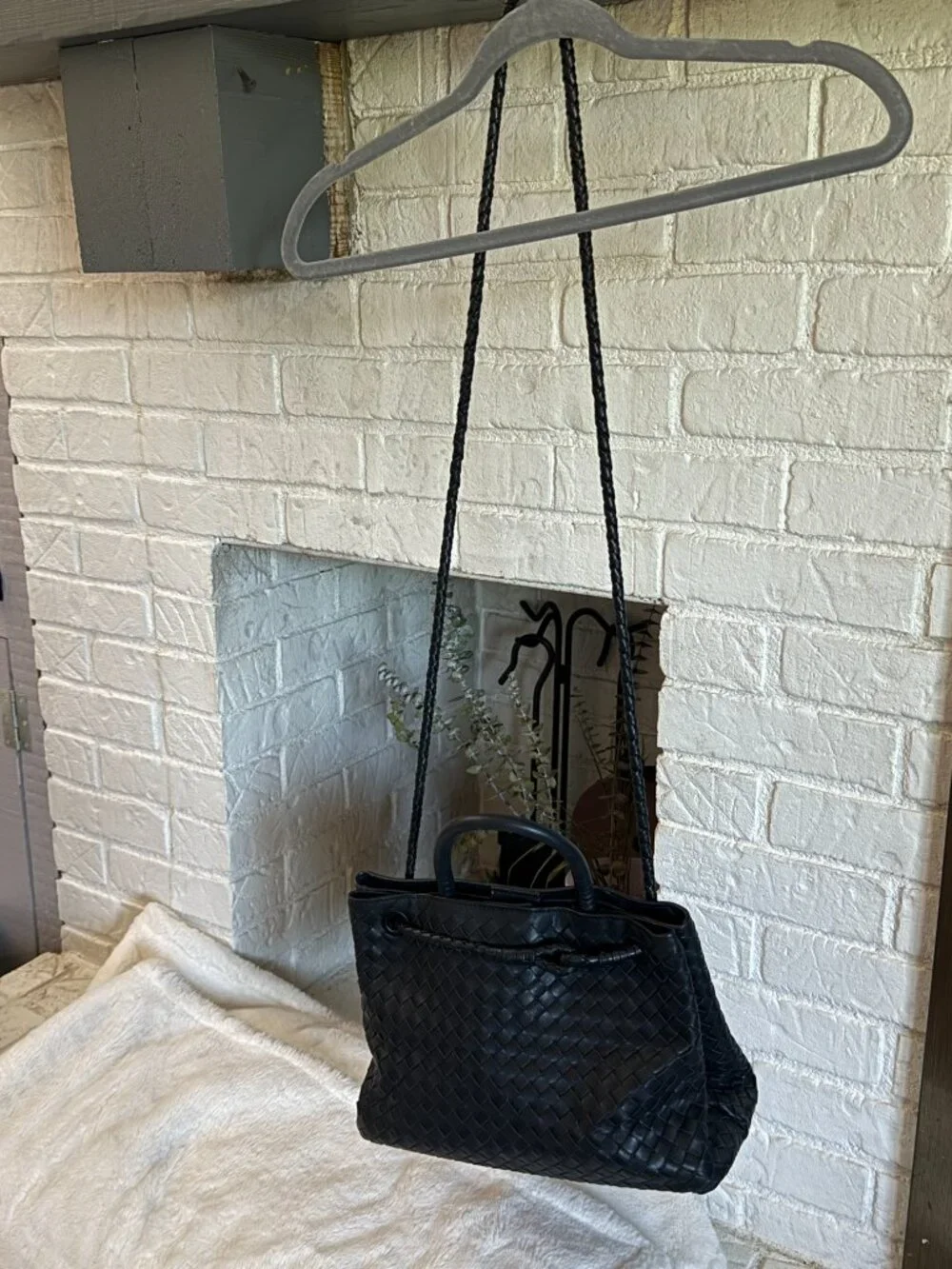 Quince Romy Handwoven Satchel Black Italian Leather NWOT
